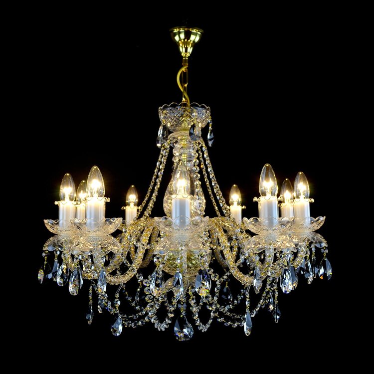 De Luxe 10 Crystal Glass Chandelier (Gold/Silver) - Wranovsky - Luxury Lighting Boutique