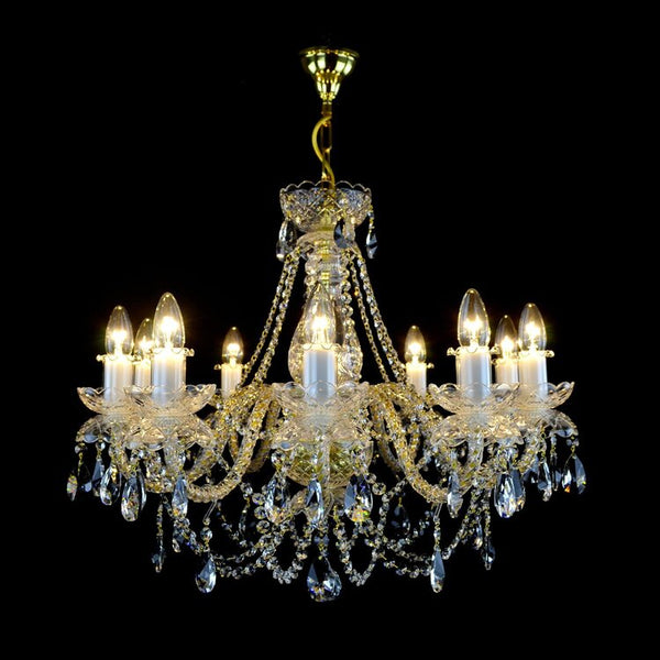 De Luxe 10 Crystal Glass Chandelier (Gold/Silver) - Wranovsky - Luxury Lighting Boutique