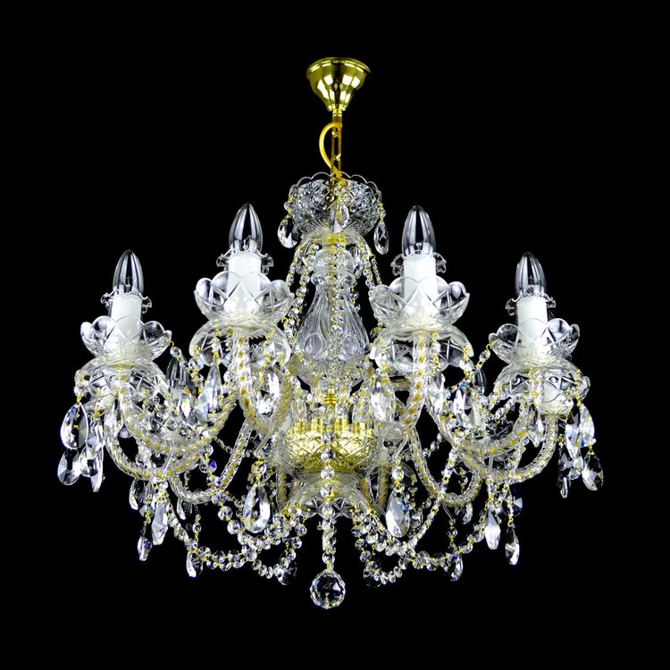 De Luxe 10 Crystal Glass Chandelier (Gold/Silver) - Wranovsky - Luxury Lighting Boutique