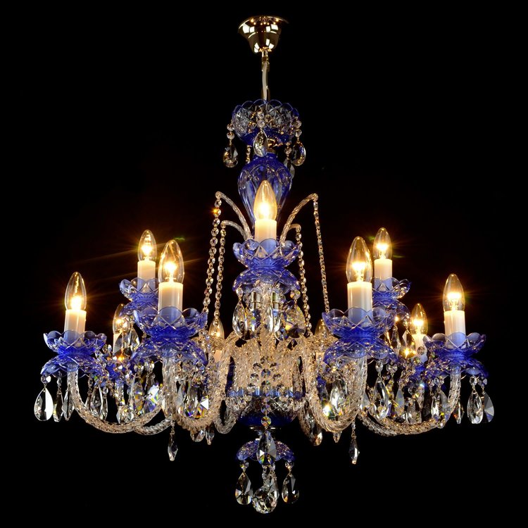 De Luxe 12 Crystal Glass Chandelier (Gold/Silver) - Wranovsky - Luxury Lighting Boutique