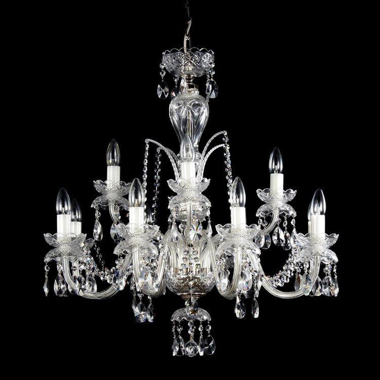 De Luxe 12 Crystal Glass Chandelier (Gold/Silver) - Wranovsky - Luxury Lighting Boutique