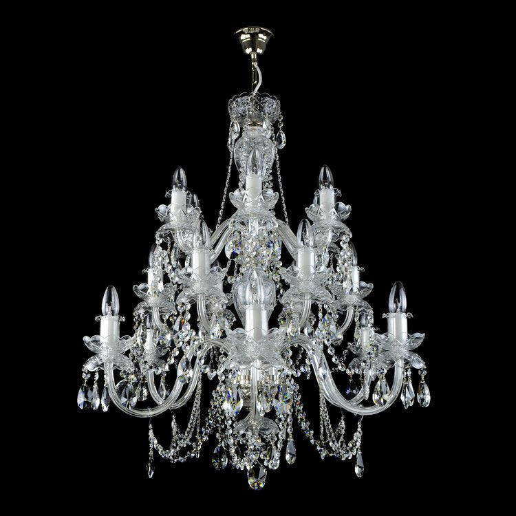 De Luxe 18 Crystal Glass Chandelier (Gold/Silver) - Wranovsky - Luxury Lighting Boutique