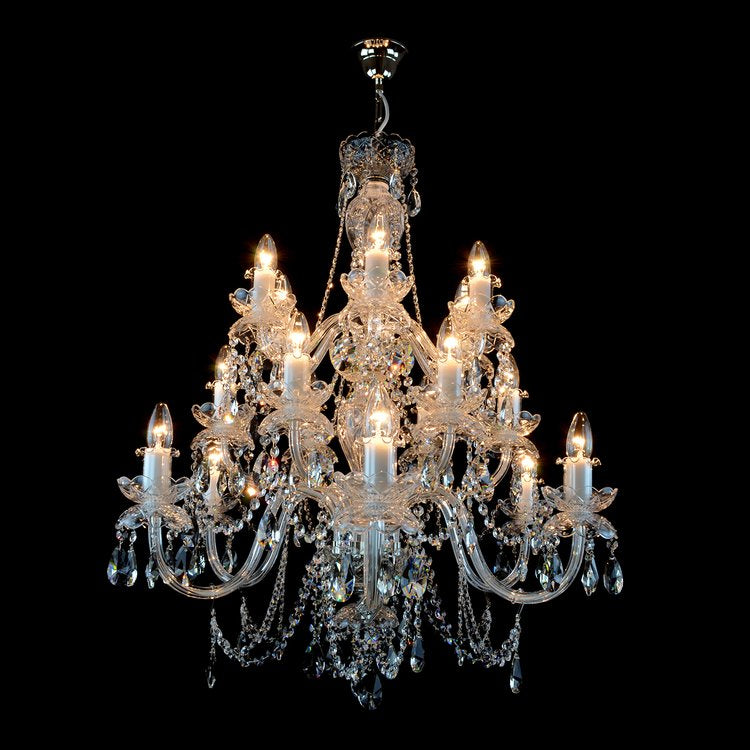 De Luxe 18 Crystal Glass Chandelier (Gold/Silver) - Wranovsky - Luxury Lighting Boutique