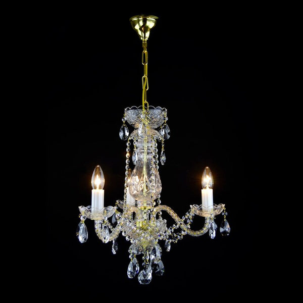 De Luxe 3 Crystal Glass Chandelier (Gold/Silver) - Wranovsky - Luxury Lighting Boutique