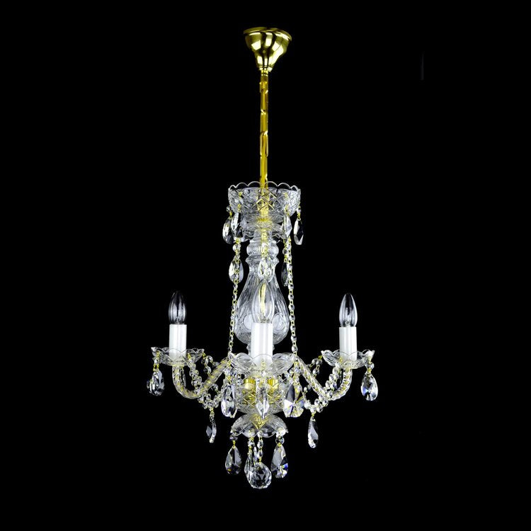 De Luxe 3 Crystal Glass Chandelier (Gold/Silver) - Wranovsky - Luxury Lighting Boutique