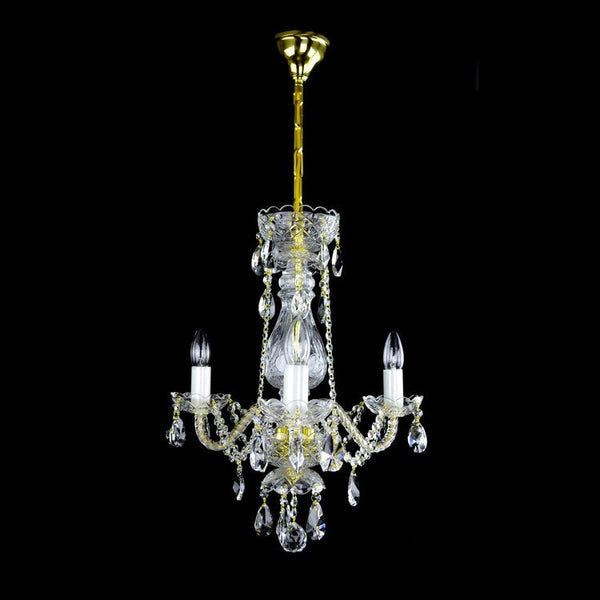 De Luxe 3 Crystal Glass Chandelier (Gold/Silver) - Wranovsky - Luxury Lighting Boutique