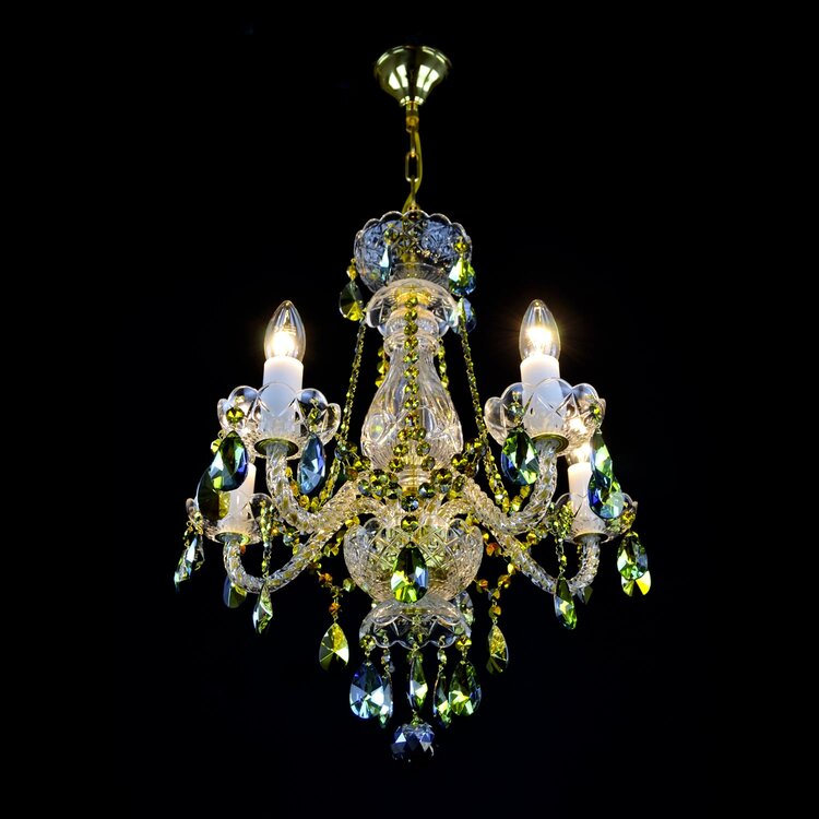 De Luxe 5 Crystal Glass Chandelier (Gold/Silver) - Wranovsky - Luxury Lighting Boutique