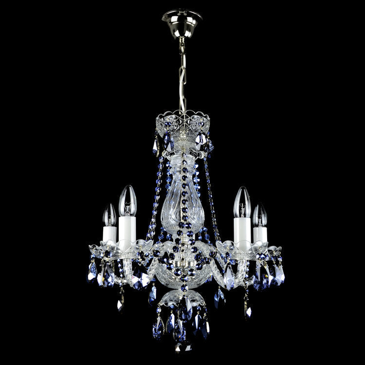 De Luxe 5 Crystal Glass Chandelier (Gold/Silver) - Wranovsky - Luxury Lighting Boutique