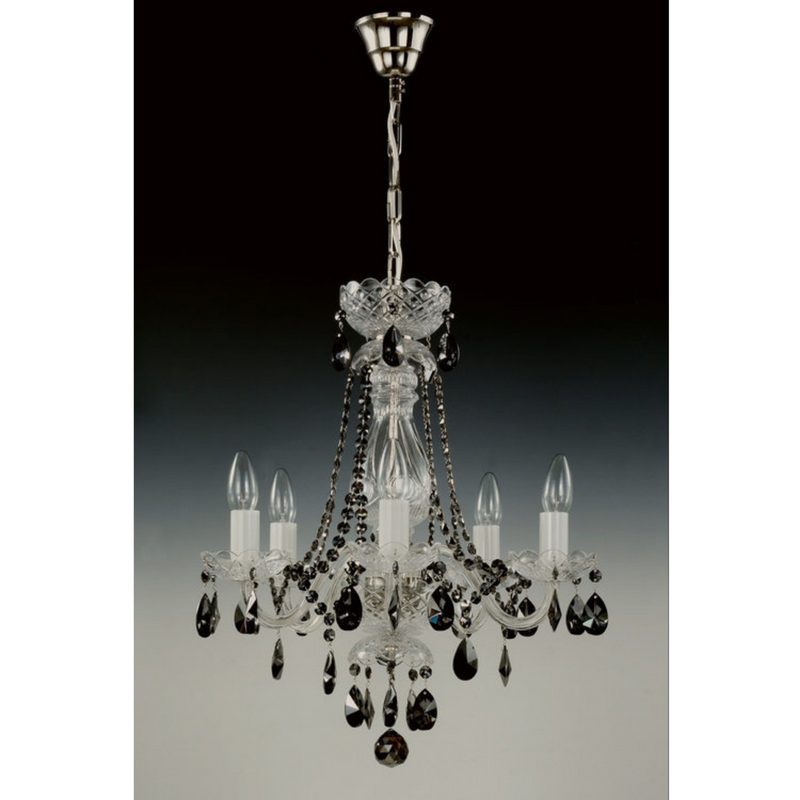 De Luxe 5 Crystal Glass Chandelier (Gold/Silver) - Wranovsky - Luxury Lighting Boutique