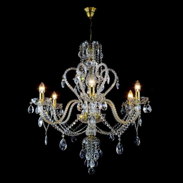 Del Cigno 6 Crystal Glass Chandelier (Gold/Silver) - Wranovsky - Luxury Lighting Boutique