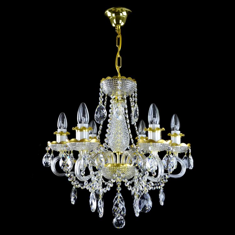 Diamant 6 Crystal Glass Chandelier (Gold/Silver) - Wranovsky - Luxury Lighting Boutique
