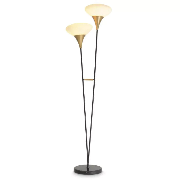 Duco Floor Lamp - (Antique brass finish | white glass) - Eichholtz - Luxury Lighting Boutique
