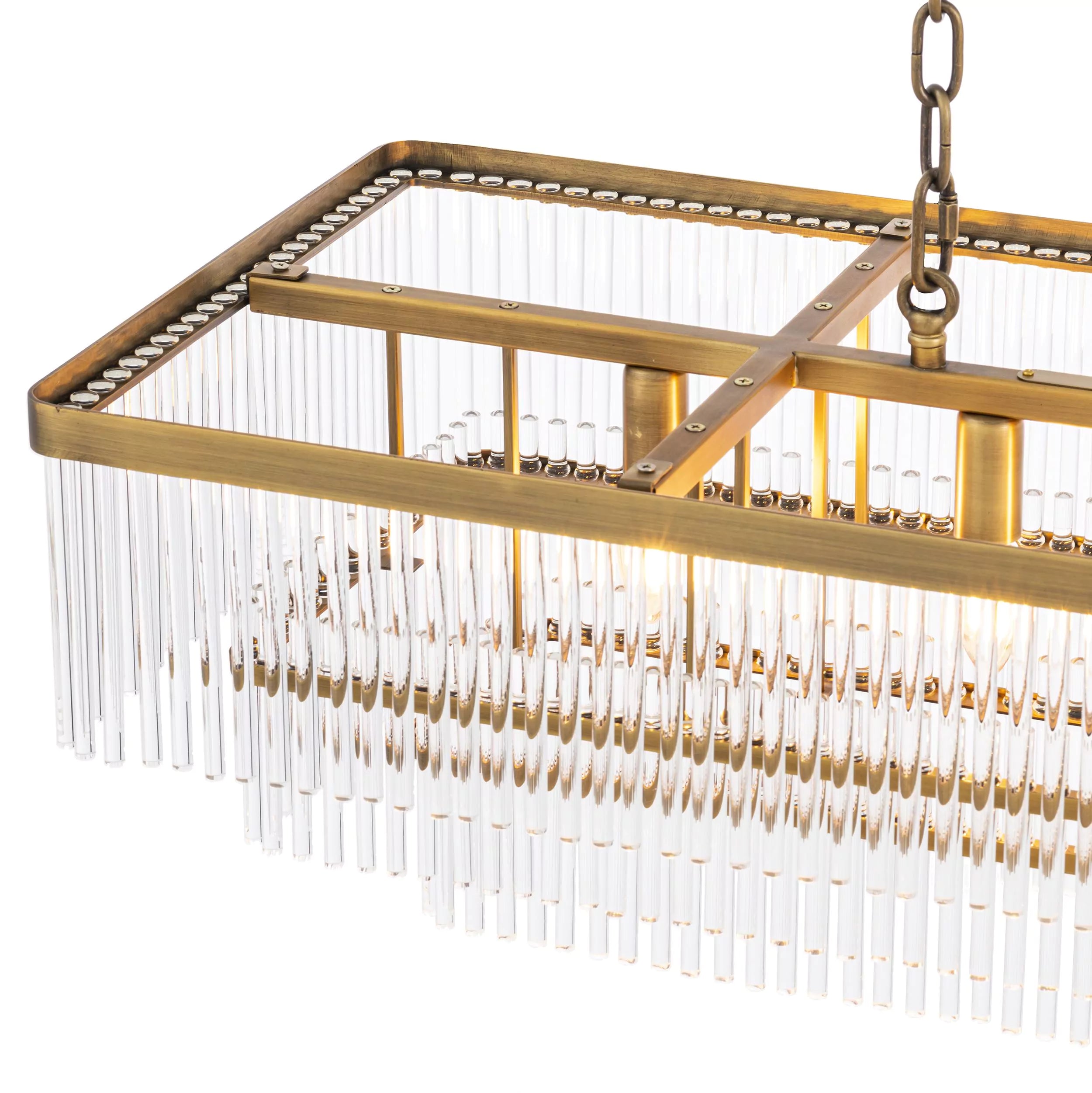 East Rectangle Modern Brass Glass Chandelier - Eichholtz - Luxury Lighting Boutique