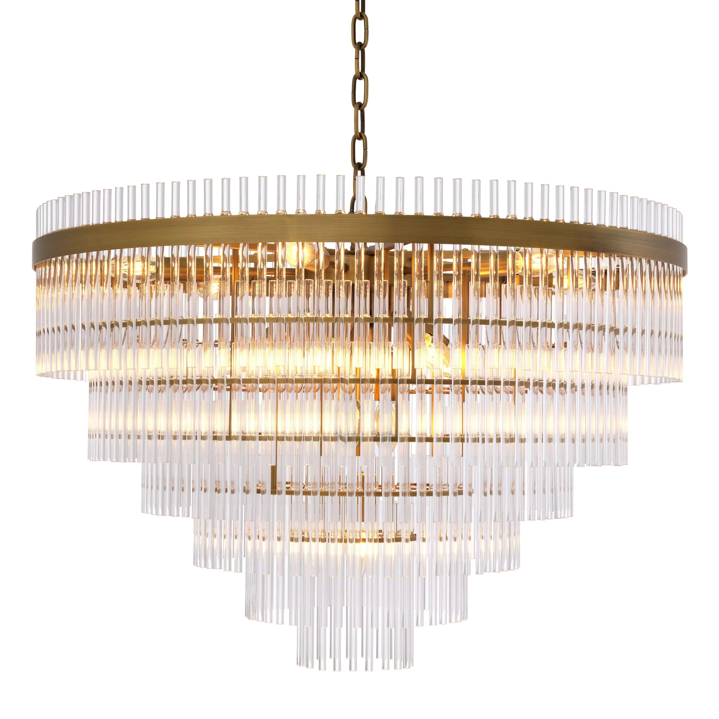 East Single Modern Glass Chandeliers (Antique Brass Finish/Clear Glass) - Eichholtz - Luxury Lighting Boutique