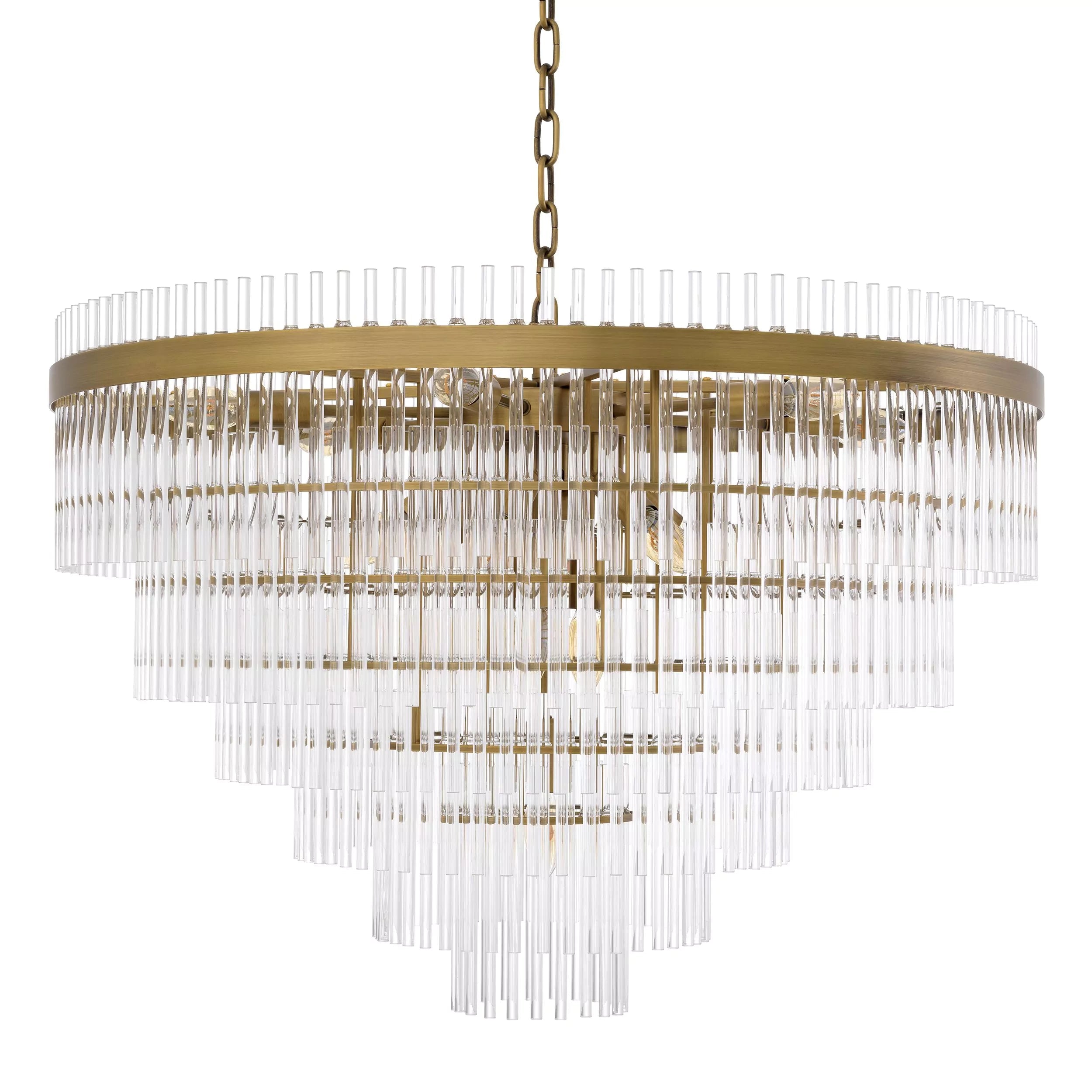 East Single Modern Glass Chandeliers (Antique Brass Finish/Clear Glass) - Eichholtz - Luxury Lighting Boutique