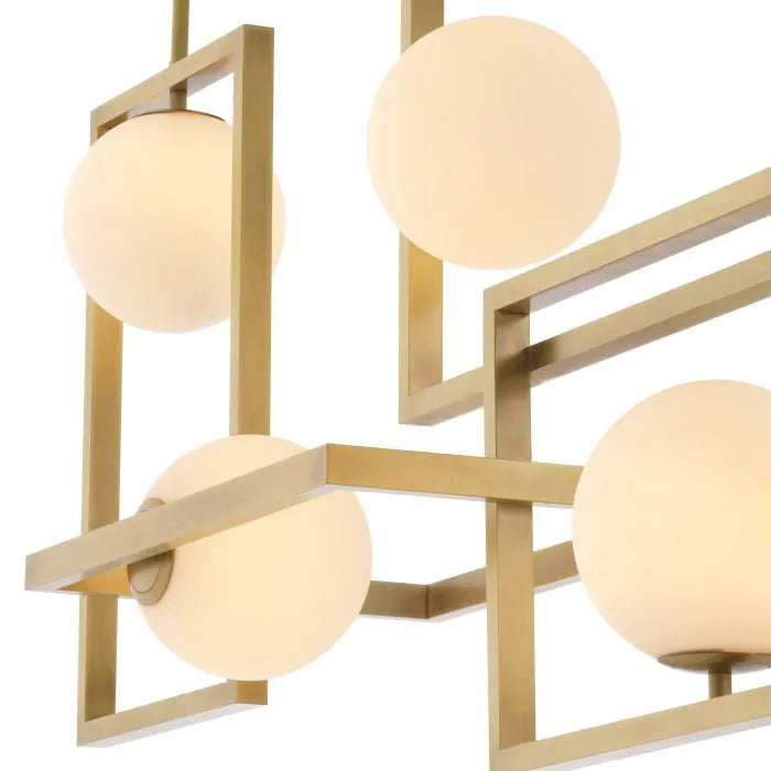 Erasmus Modern Brass Chandelier - Antique Brass Finish | White Glass] - Eichholtz - Luxury Lighting Boutique