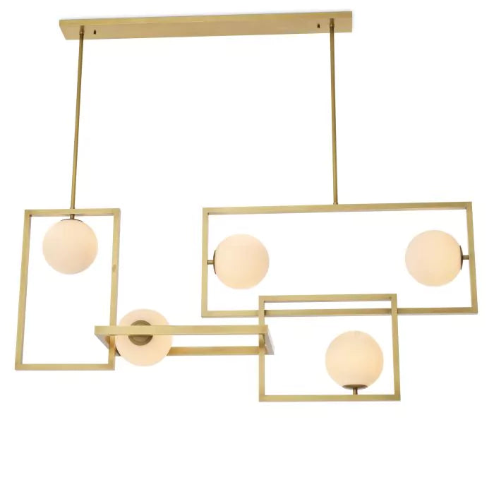 Erasmus Modern Brass Chandelier - Antique Brass Finish | White Glass] - Eichholtz - Luxury Lighting Boutique