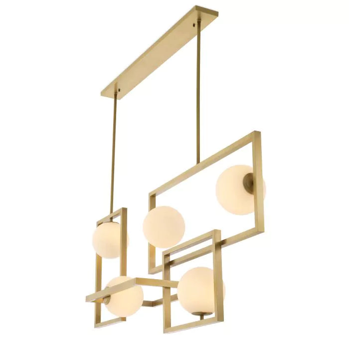 Erasmus Modern Brass Chandelier - Antique Brass Finish | White Glass] - Eichholtz - Luxury Lighting Boutique