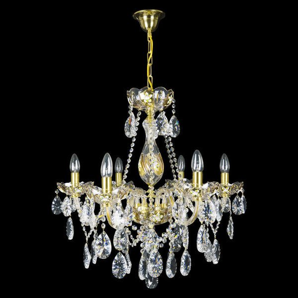 Exclusive 6 Crystal Glass Chandelier (Gold/Silver) - Wranovsky - Luxury Lighting Boutique