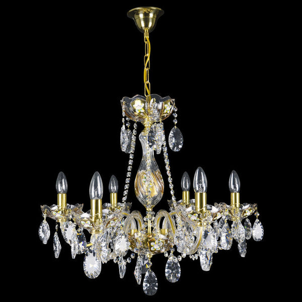 Exclusive 6 Crystal Glass Chandelier (Gold/Silver) - Wranovsky - Luxury Lighting Boutique