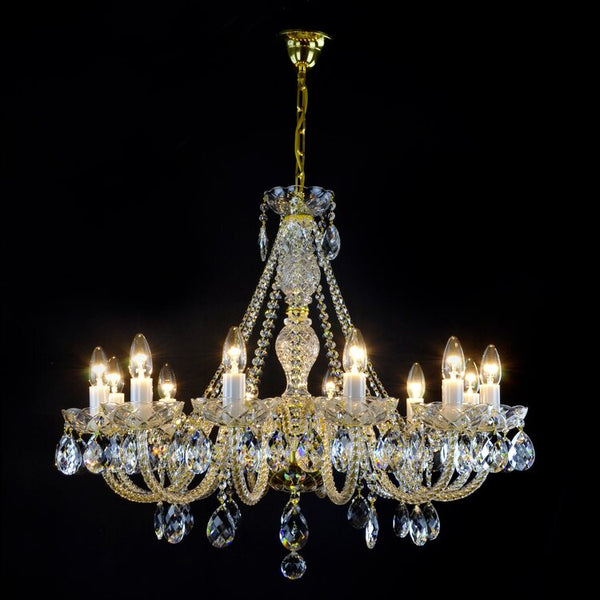 Finesse 12 Crystal Glass Chandelier (Gold/Silver) - Wranovsky - Luxury Lighting Boutique