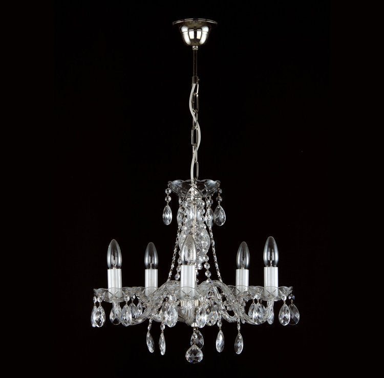 Finesse 5 Crystal Glass Chandelier (Gold/Silver) - Wranovsky - Luxury Lighting Boutique