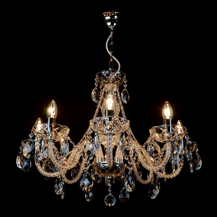 Finesse 8 Crystal Glass Chandelier (Gold/Silver) - Wranovsky - Luxury Lighting Boutique