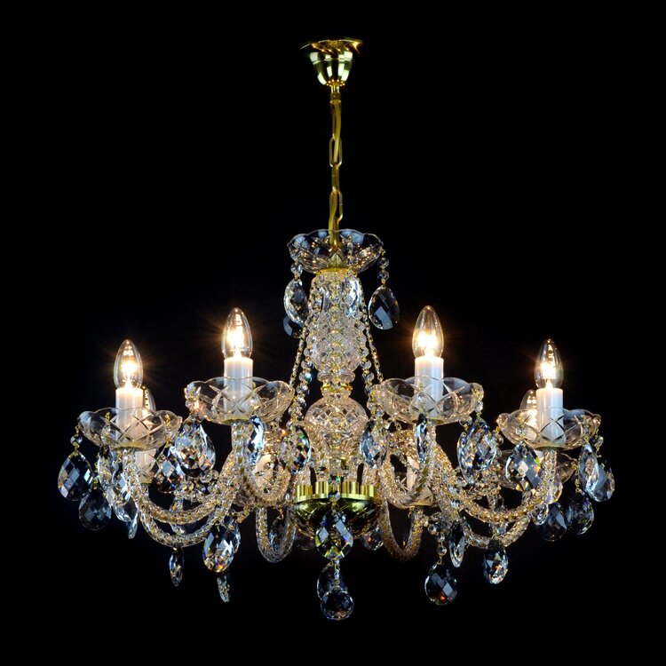 Finesse 8 Crystal Glass Chandelier (Gold/Silver) - Wranovsky - Luxury Lighting Boutique