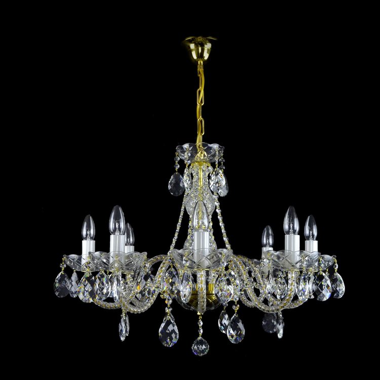 Finesse 8 Crystal Glass Chandelier (Gold/Silver) - Wranovsky - Luxury Lighting Boutique