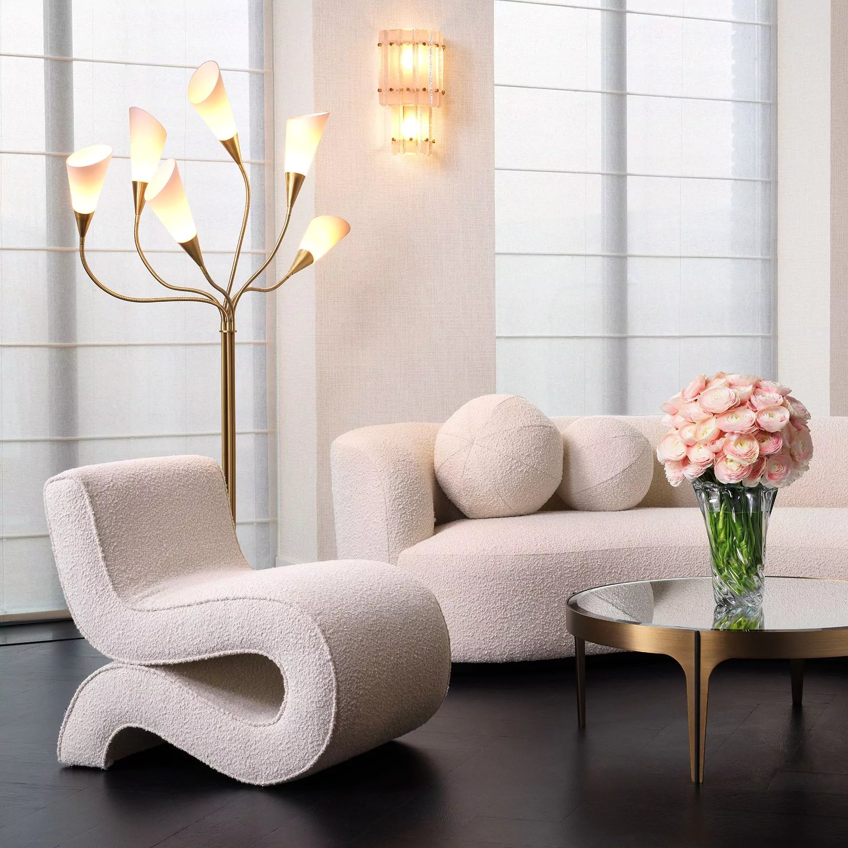 Gagnon Floor Lamp - (Antique brass finish | white glass) - Eichholtz - Luxury Lighting Boutique