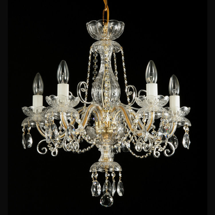 Gemma 5 Crystal Glass Chandelier (Gold/Silver) - Wranovsky - Luxury Lighting Boutique