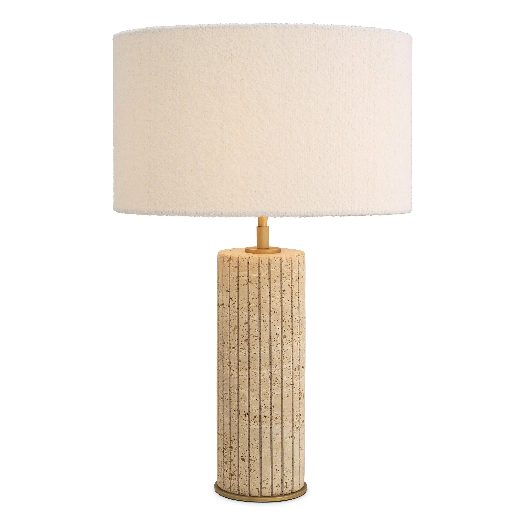 Giova Round (Travertine Finish) Table Lamp - Eichholtz - Luxury Lighting Boutique