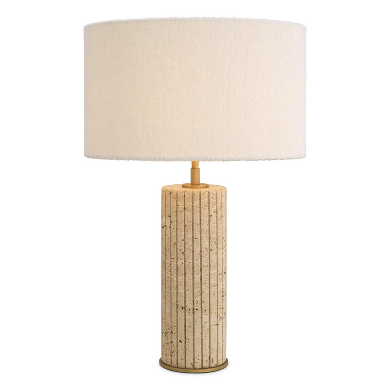 Giova Round (Travertine Finish) Table Lamp - Eichholtz - Luxury Lighting Boutique