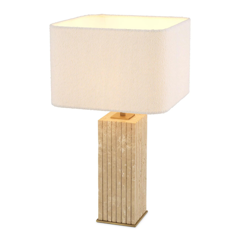Giova Square (Travertine Finish) Table Lamp - Eichholtz - Luxury Lighting Boutique
