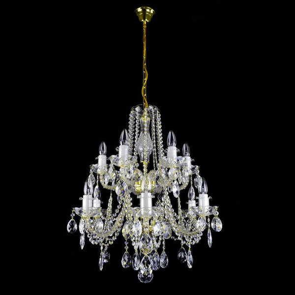 Gracious 12 Crystal Glass Chandelier (Gold/Silver) - Wranovsky - Luxury Lighting Boutique