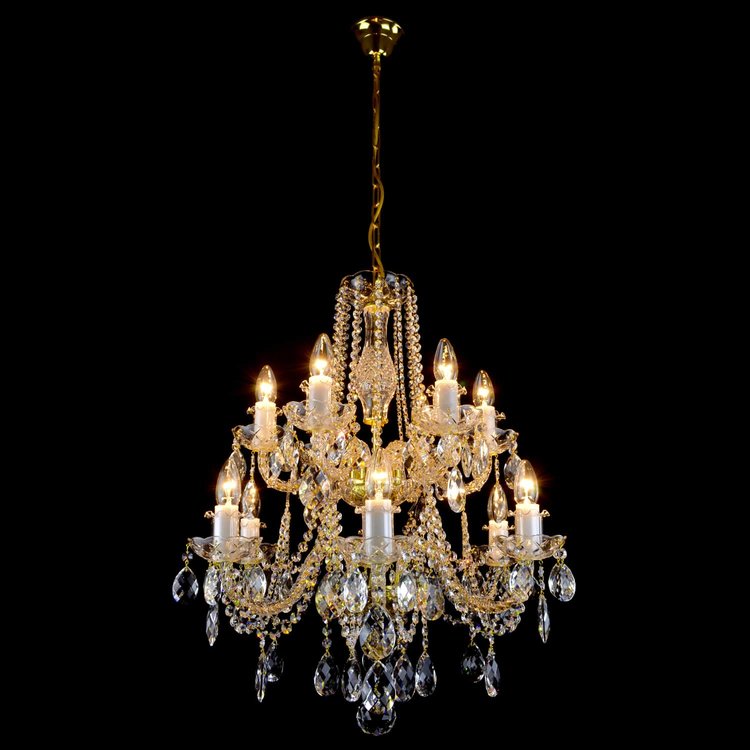 Gracious 12 Crystal Glass Chandelier (Gold/Silver) - Wranovsky - Luxury Lighting Boutique