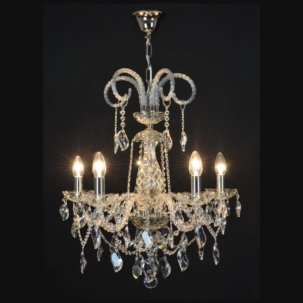 Grandiose 5 Crystal Glass Chandelier (Gold/Silver) - Wranovsky - Luxury Lighting Boutique