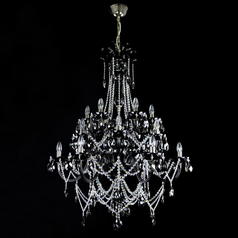 Grandiose Black 18 Light Crystal Chandelier - Wranovsky - Luxury Lighting Boutique