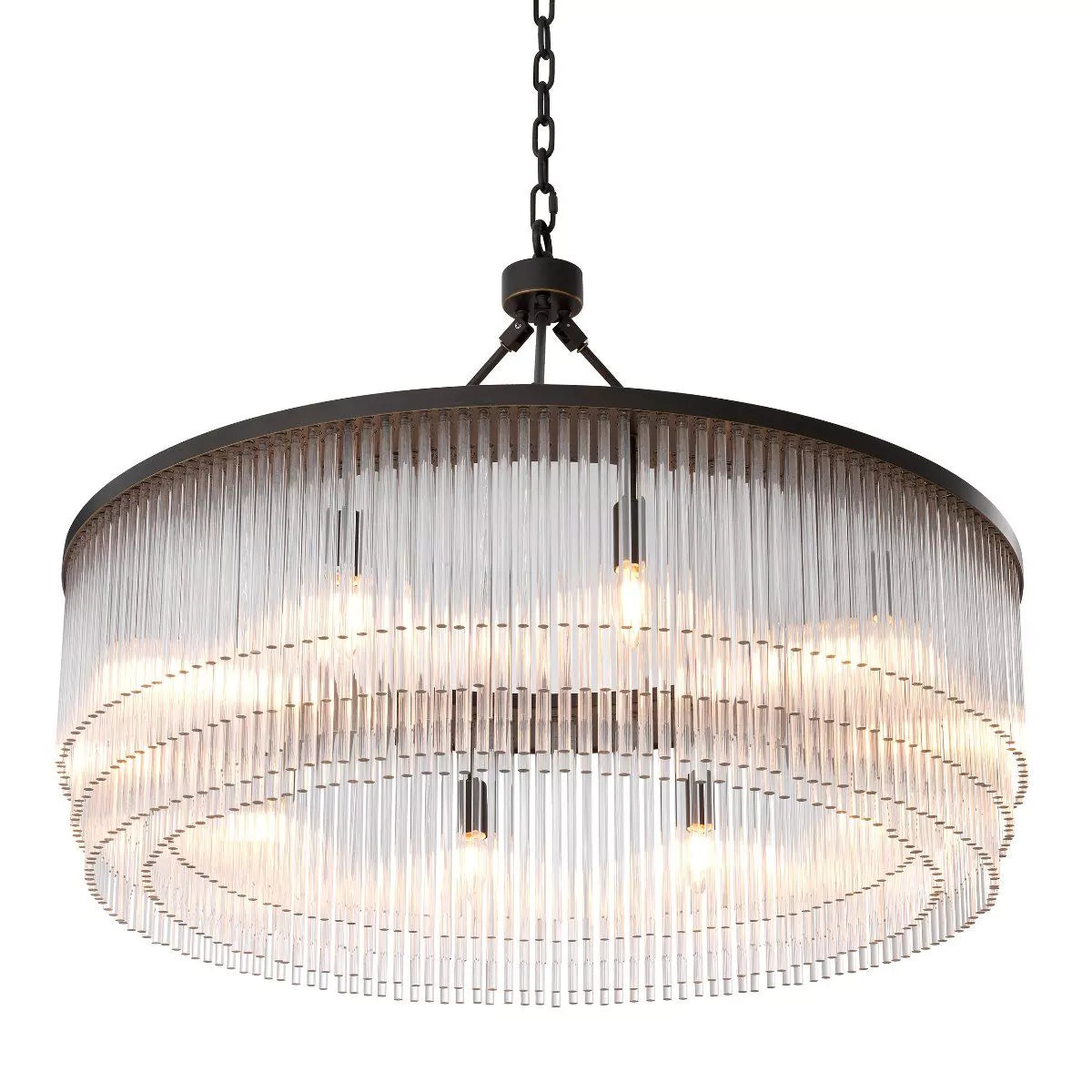 Hector L Modern Brass Glass Chandelier - (Light Brushed Brass Finish/Clear Glass) - Eichholtz - Luxury Lighting Boutique