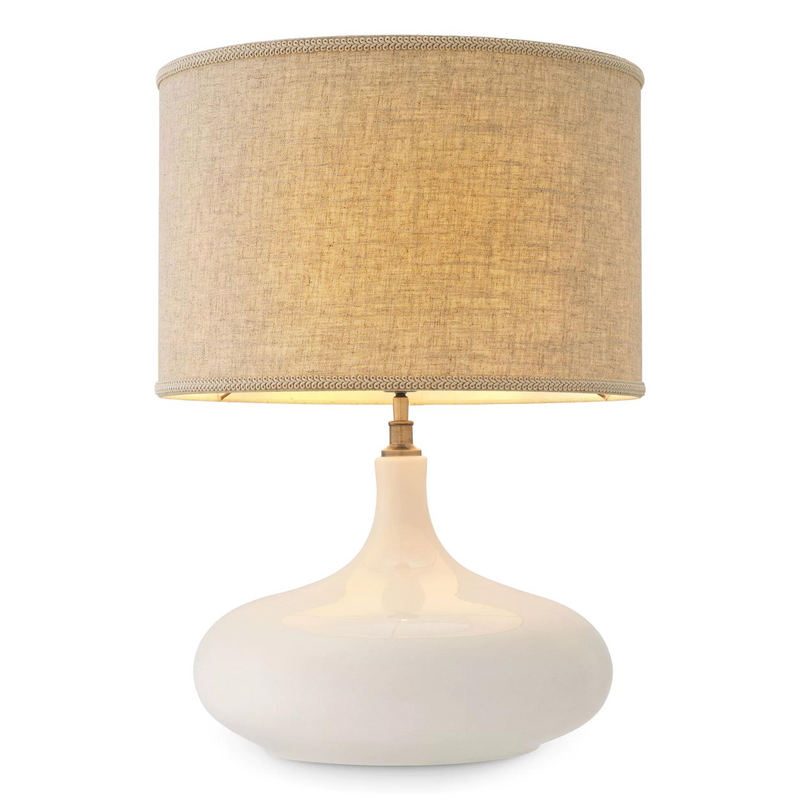 Jones (Crackled White Ceramic/Antique Brass Finish) Table Lamp - Eichholtz - Luxury Lighting Boutique