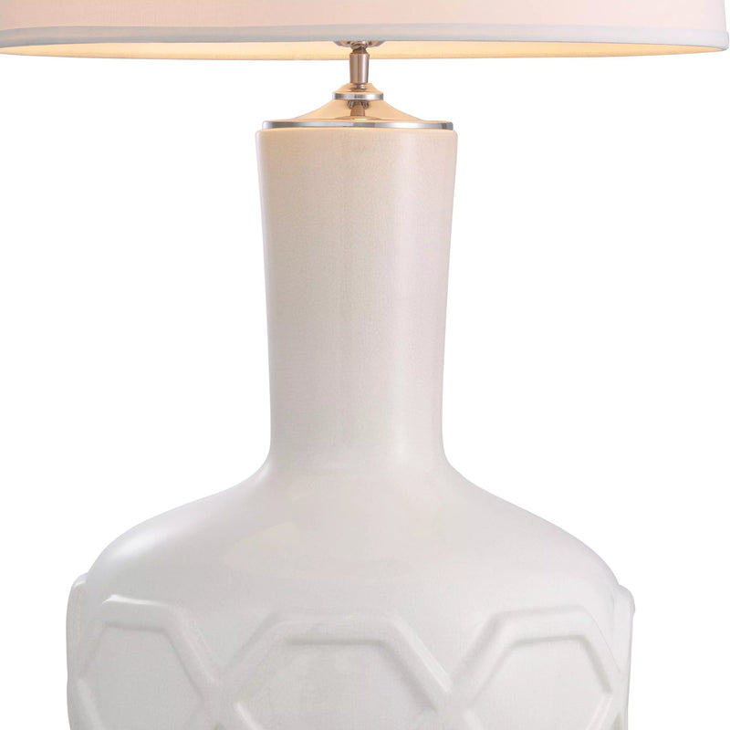 Lambert Table Lamp - (White Crackle Finish | Glass Base) - Eichholtz - Luxury Lighting Boutique
