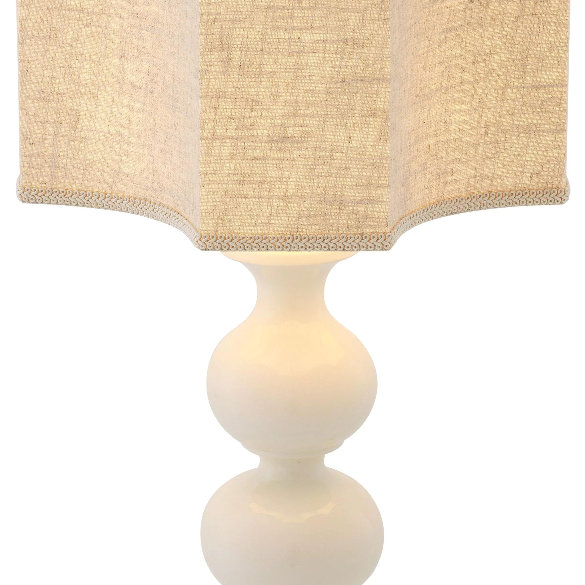 Mabel (Crackled White Ceramic/Travertine Finish) Table Lamp - Eichholtz - Luxury Lighting Boutique