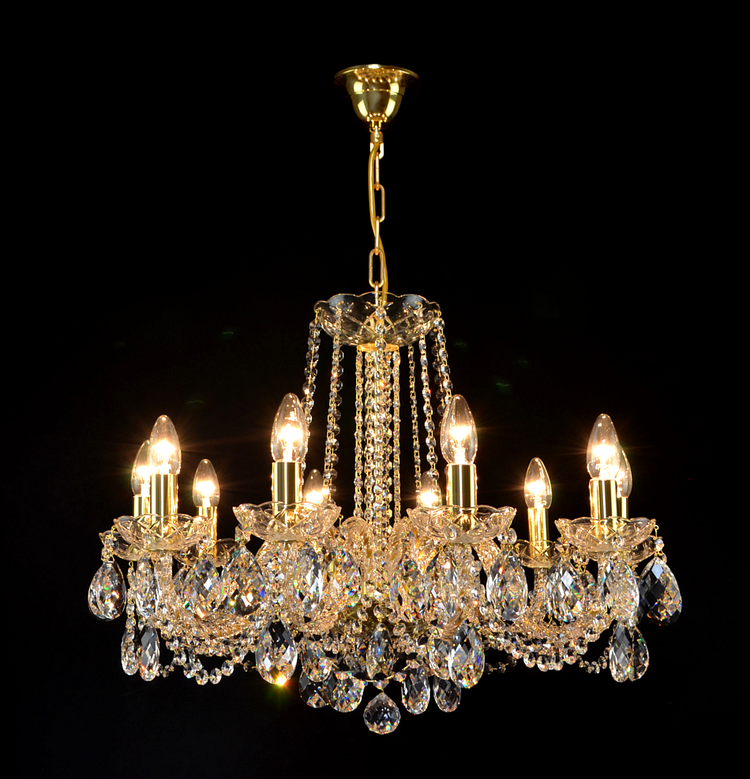 Maniera 10 Crystal Glass Chandelier (Gold/Silver) - Wranovsky - Luxury Lighting Boutique
