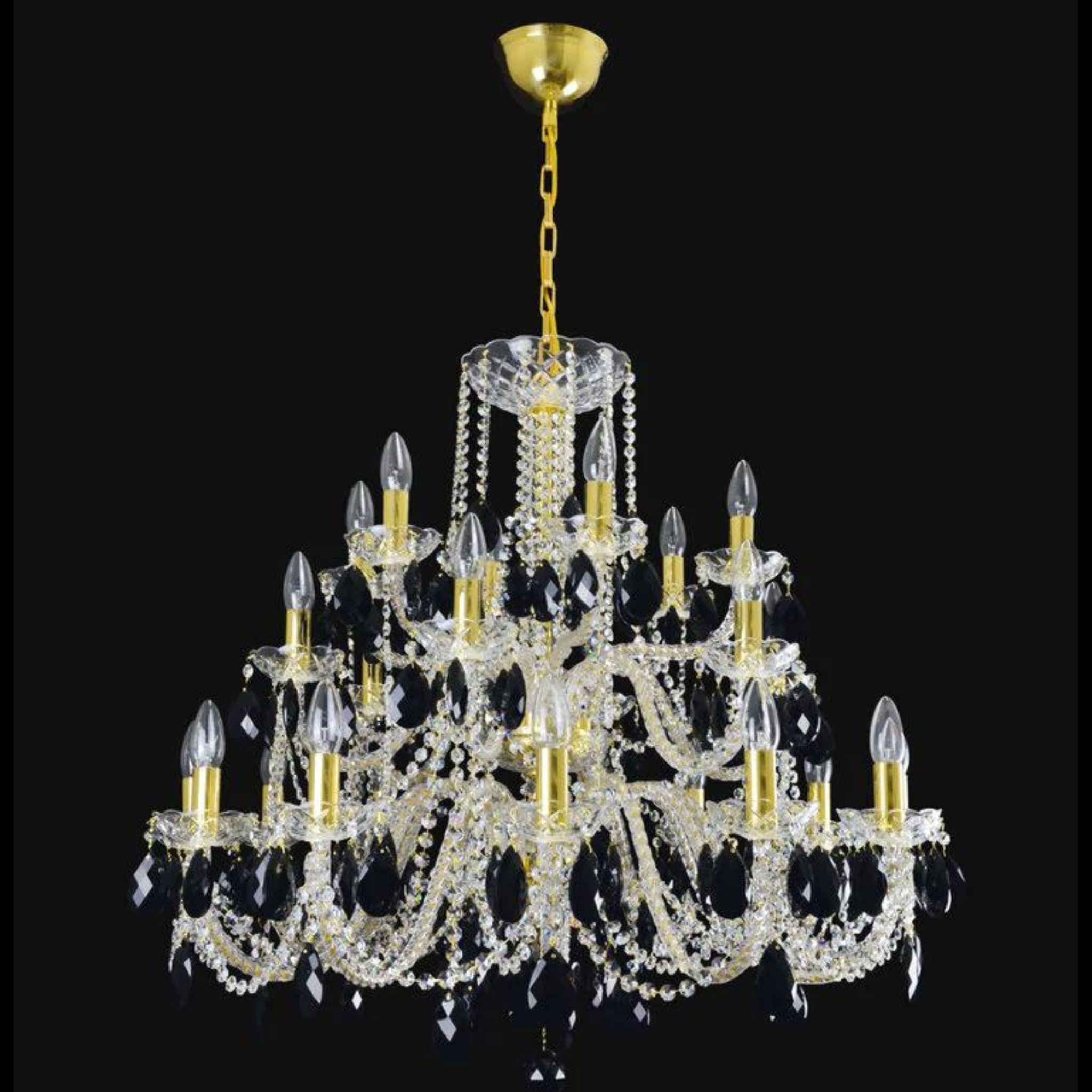 Maniera 24 Crystal Glass Chandelier (Gold/Silver) - Wranovsky - Luxury Lighting Boutique