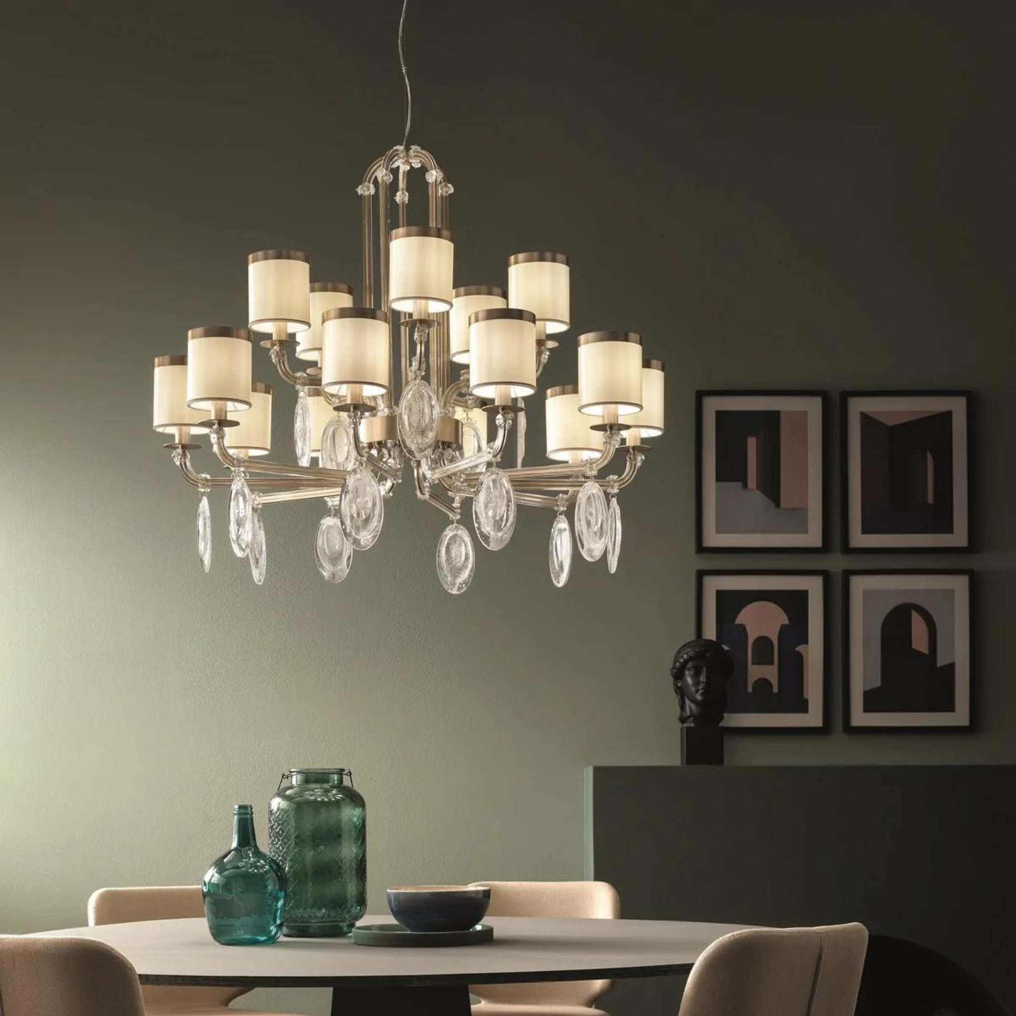 Round chandeliers for store dining room