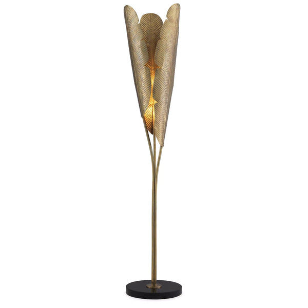 Plantain Floor Lamp - (Vintage brass finish | black granite base) - Eichholtz - Luxury Lighting Boutique