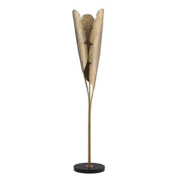 Plantain Floor Lamp - (Vintage brass finish | black granite base) - Eichholtz - Luxury Lighting Boutique