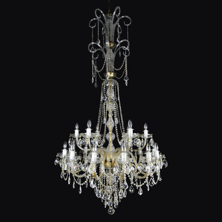 Princesse 18 Gold/Silver Crystal Glass Chandelier - Wranovsky - Luxury Lighting Boutique