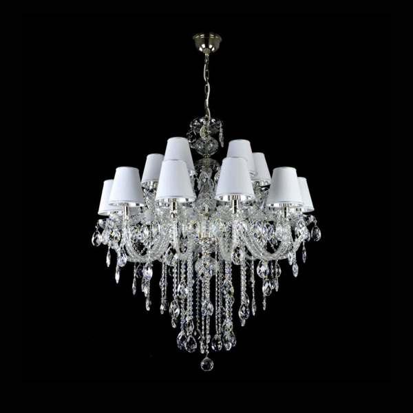 Raindrop 18 Crystal Glass Chandelier (Lampshades) - Wranovsky - Luxury Lighting Boutique