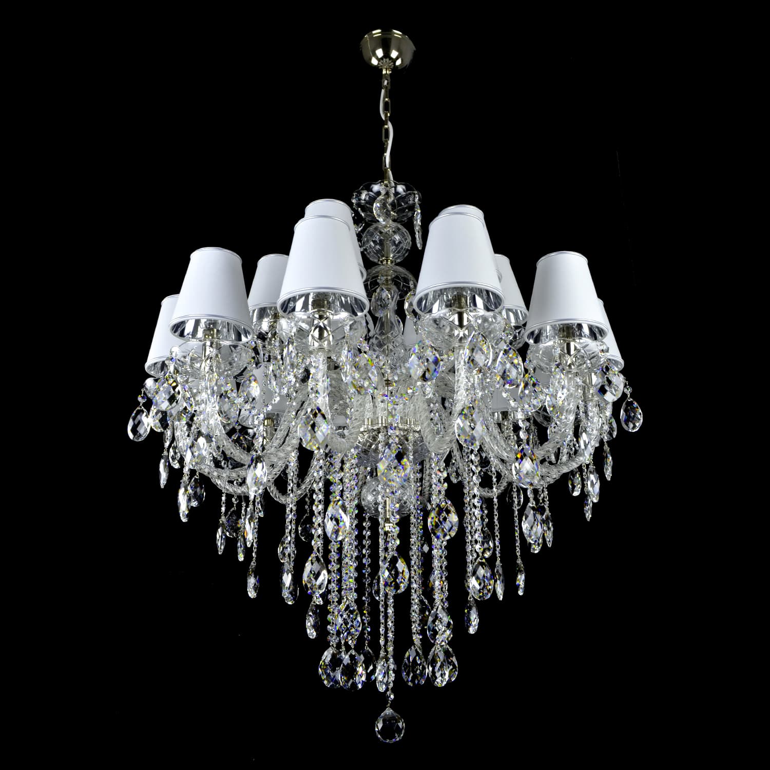 Raindrop 18 Crystal Glass Chandelier (Lampshades) - Wranovsky - Luxury Lighting Boutique